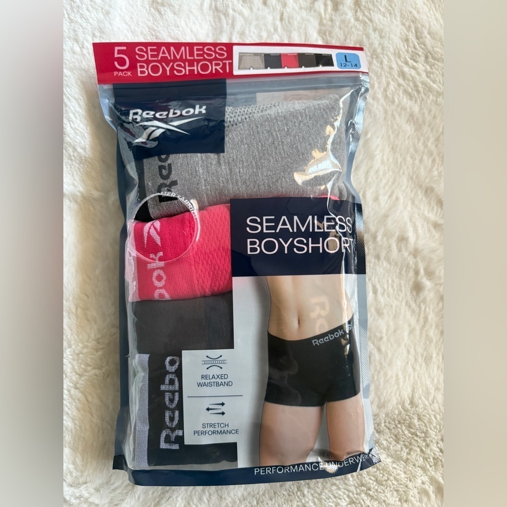 Reebok Seamless Boyshort Panties - Black, Pink, Gray